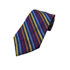 Tommy Hilfiger Men's Necktie Blue Striped‎ Silk Hand Made in USA